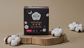 입는 오버나이트 생리대 No1 유한킴벌리 좋은느낌, 피부에 직접 닿는 무표백 입는 오버나이트 출시