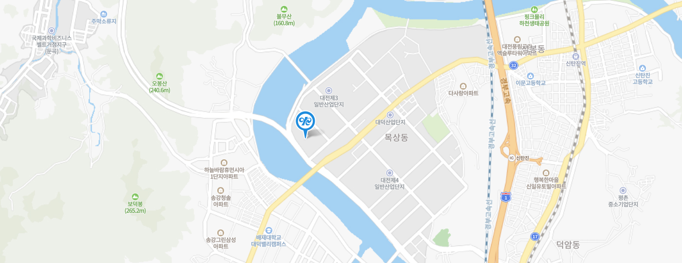 대전공장 지도 : 대전 복합터미널에서 급행 2번 버스 승차 후 기흥기계 정류장에서 하차, 약 600미터 도보