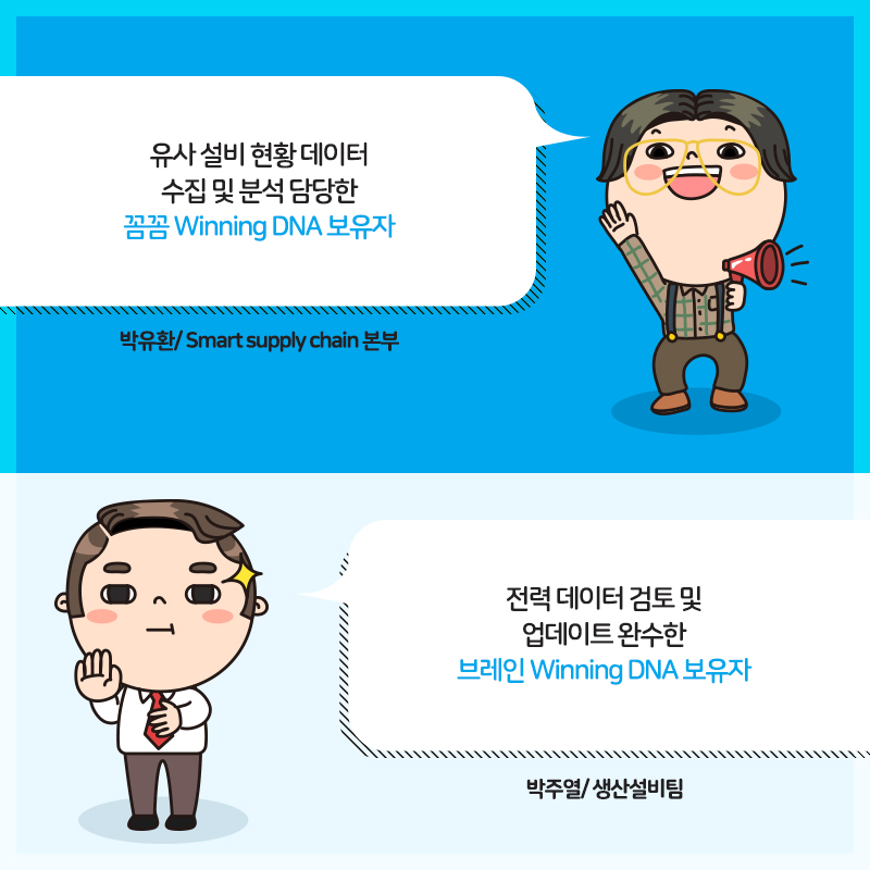 꼼꼼 Winning DNA 보유자 박유환/Smart supply chain 본부, 브레인 Winning DNA 보유자 박주열/생산설비팀